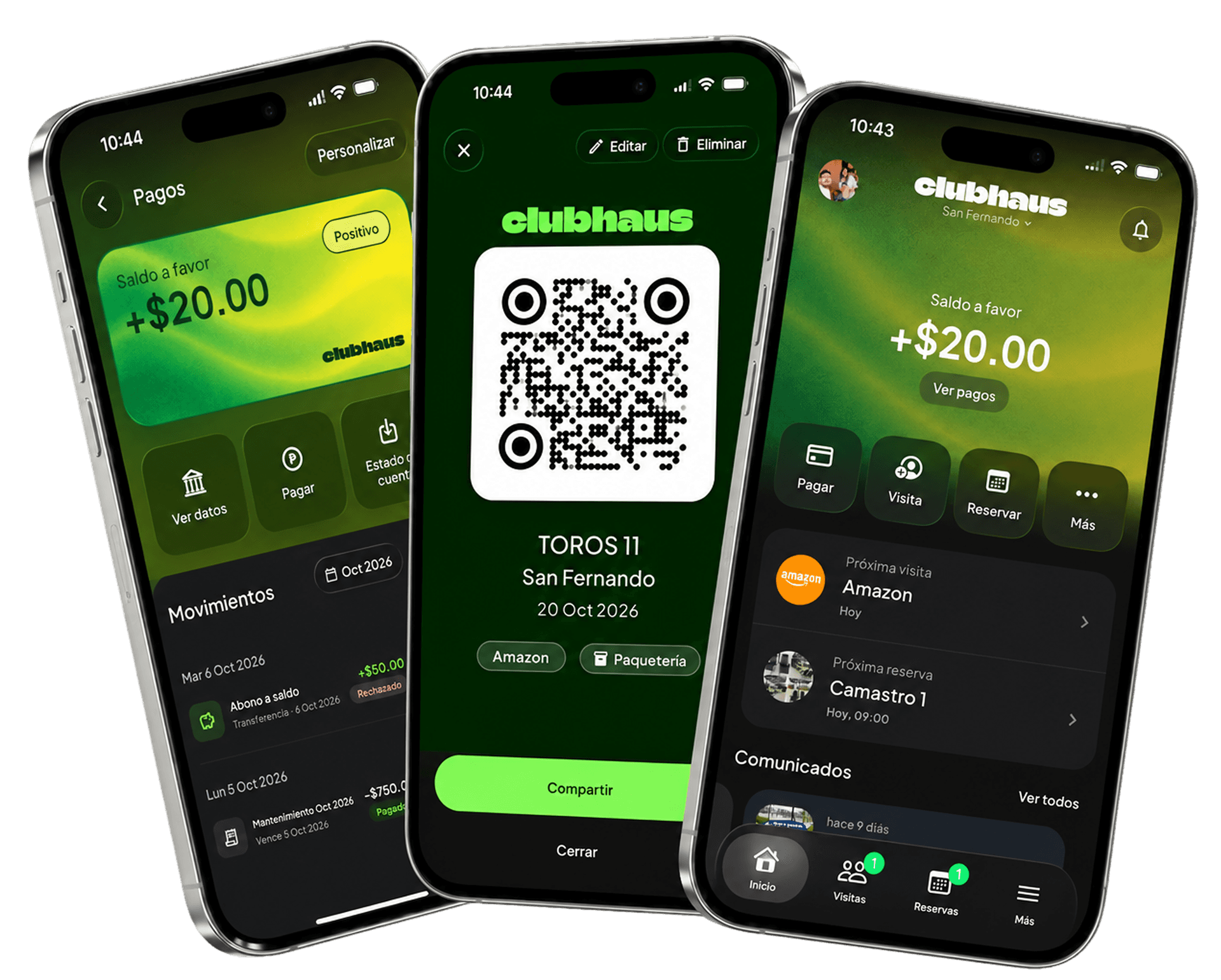 App Clubhaus para residentes: pagos, pases QR, saldo, visitas y reservas
