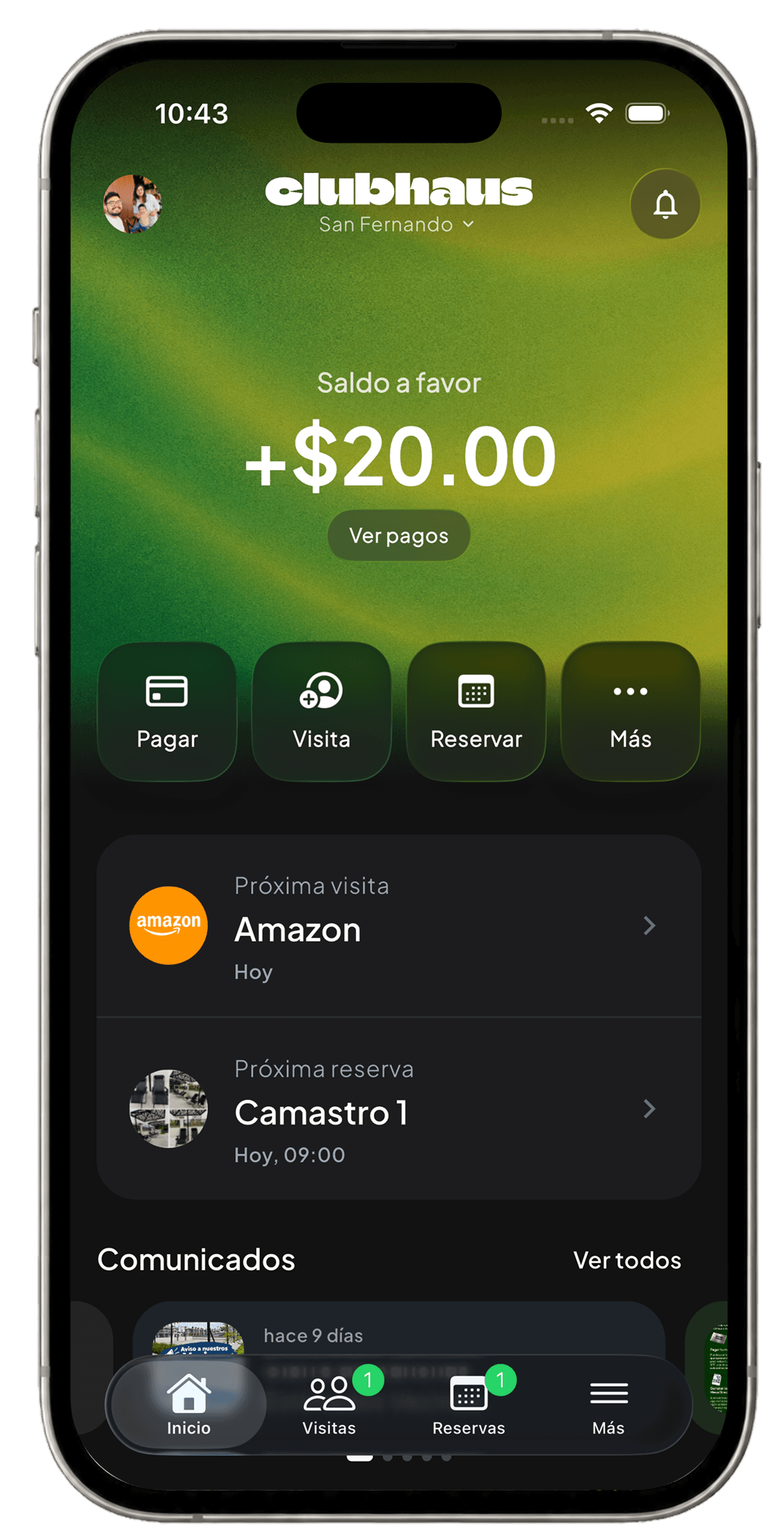 App Clubhaus para residentes: saldo, visitas y reservas